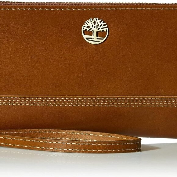 Women's Leather RFID Zip Around Wallet Clutch with Wristlet Strap - Picture 1 of 6
